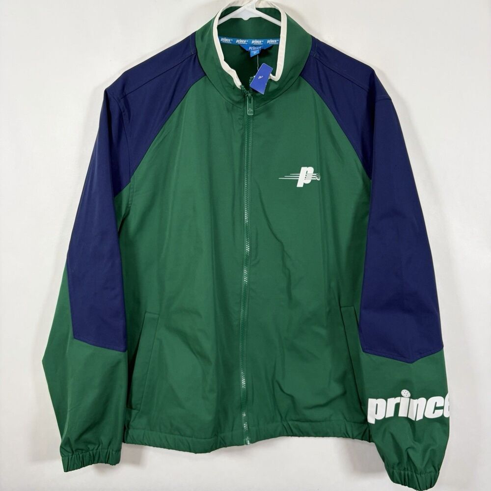 Prince Pickleball Full Zip Windbreaker Jacket Mens Size Medium Green Navy NWT